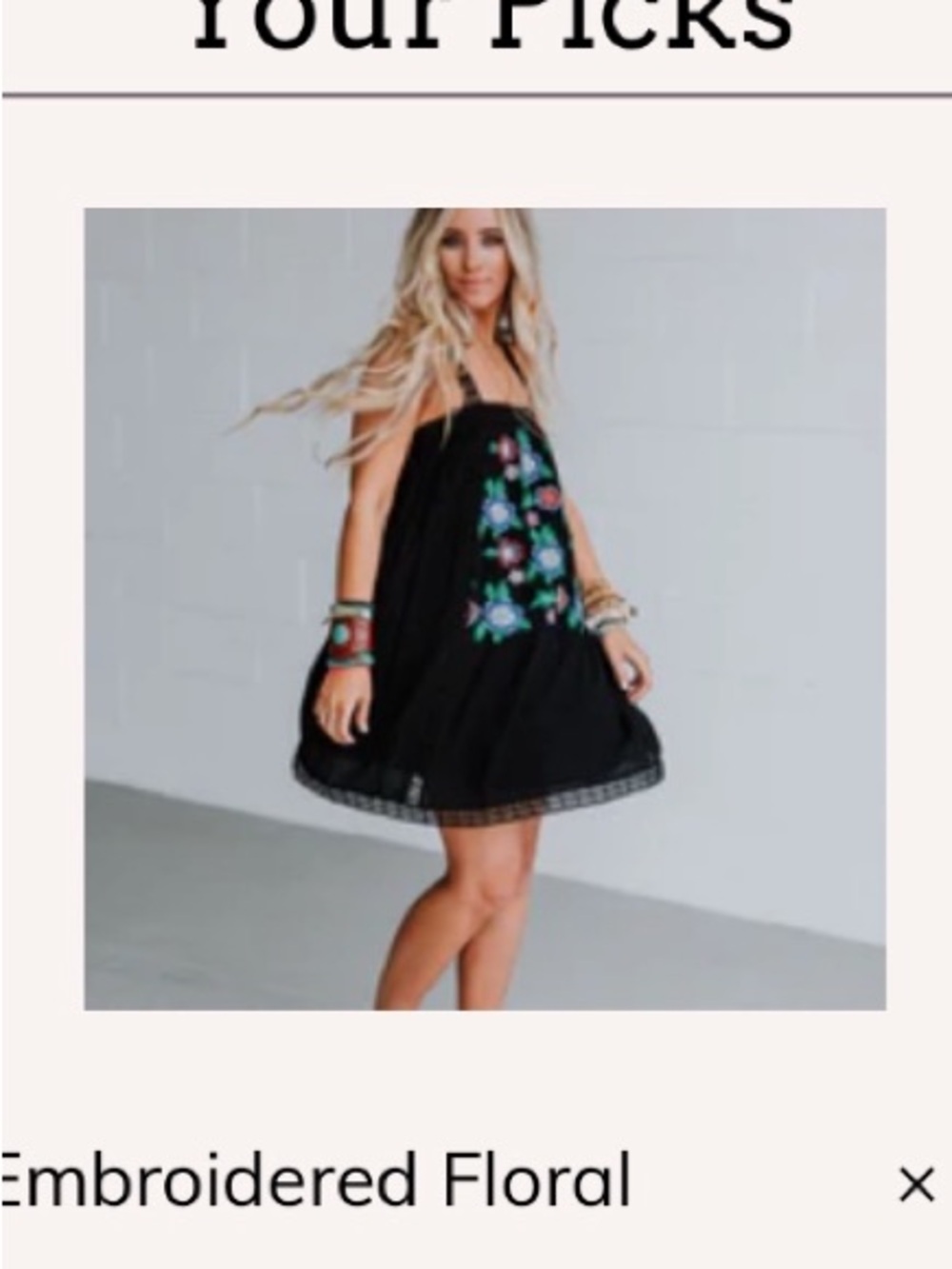 Three Bird Nest Black Embroidered Floral Summer Dress